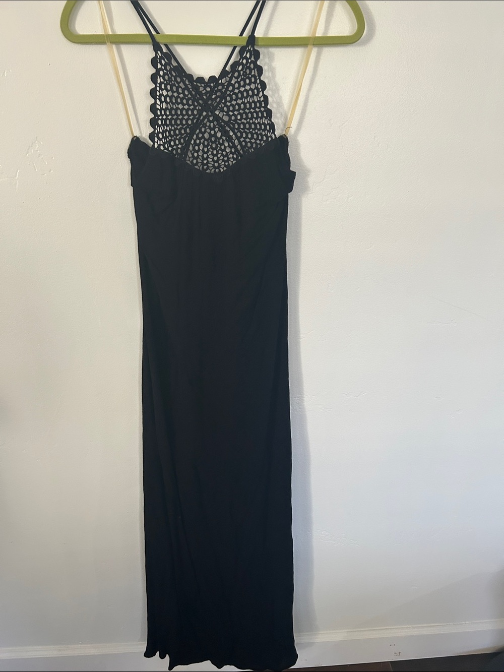 Full Tilt Black Crochet-Back Maxi Dress
